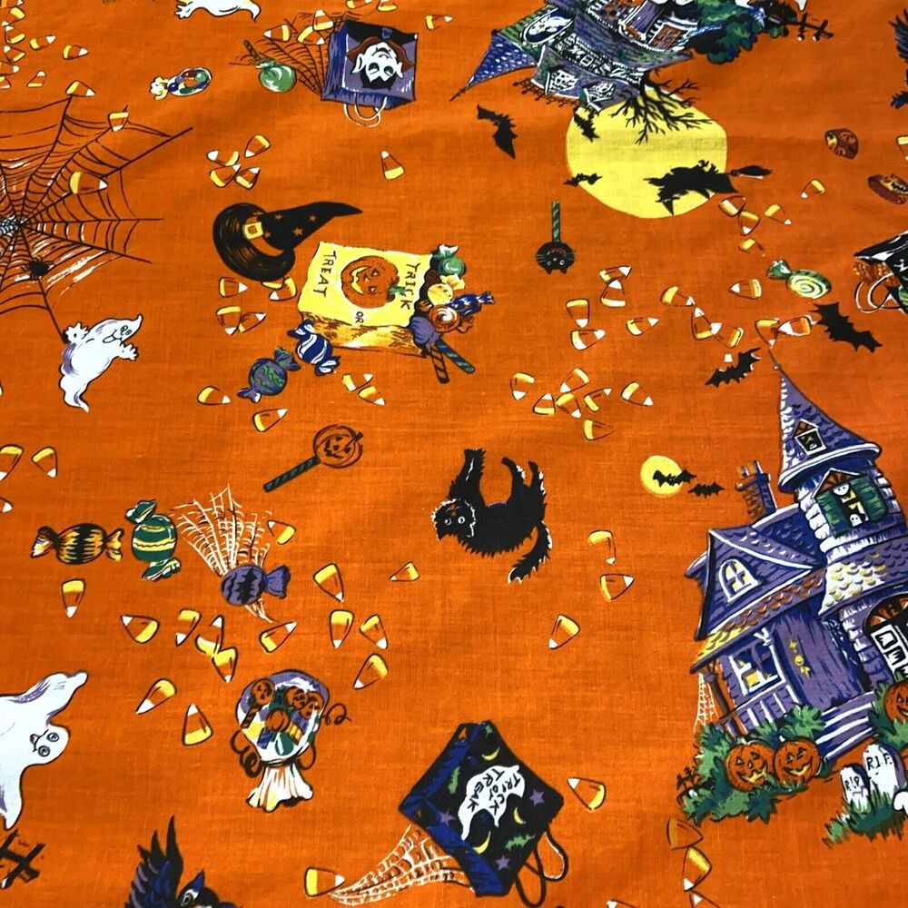 Vintage 1995 Halloween Spooky House Tablecloth "Fashion Industries" Est. 52"x70" - Picture 2 of 8